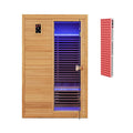 2 People Far Infrared Wooden Sauna Room with Free Red Light Therapy for Home