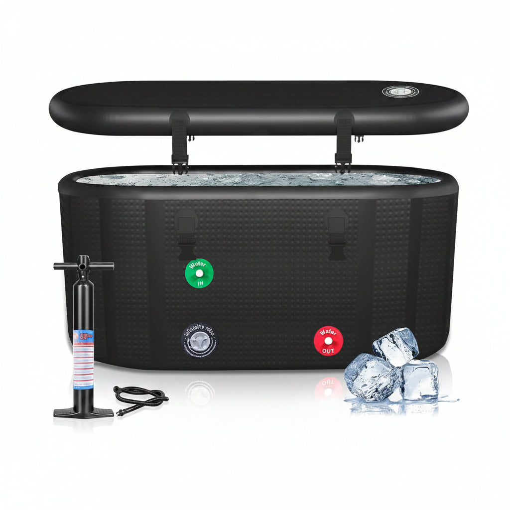 XXL Cold Plunge Tub, Compatible with Water Chillers, 195 Gallon Inflatable Cold Plunge with Insulated Lid, Portable Ice Plunge Bathtub for Adults
