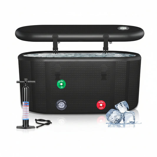 XXL Cold Plunge Tub, Compatible with Water Chillers, 195 Gallon Inflatable Cold Plunge with Insulated Lid, Portable Ice Plunge Bathtub for Adults