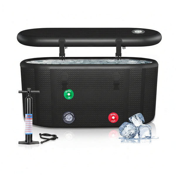 XXL Cold Plunge Tub, Compatible with Water Chillers, 195 Gallon Inflatable Cold Plunge with Insulated Lid, Portable Ice Plunge Bathtub for Adults