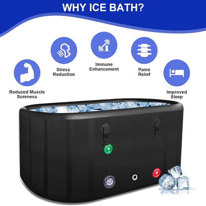 XXL Cold Plunge Tub, Compatible with Water Chillers, 195 Gallon Inflatable Cold Plunge with Insulated Lid, Portable Ice Plunge Bathtub for Adults