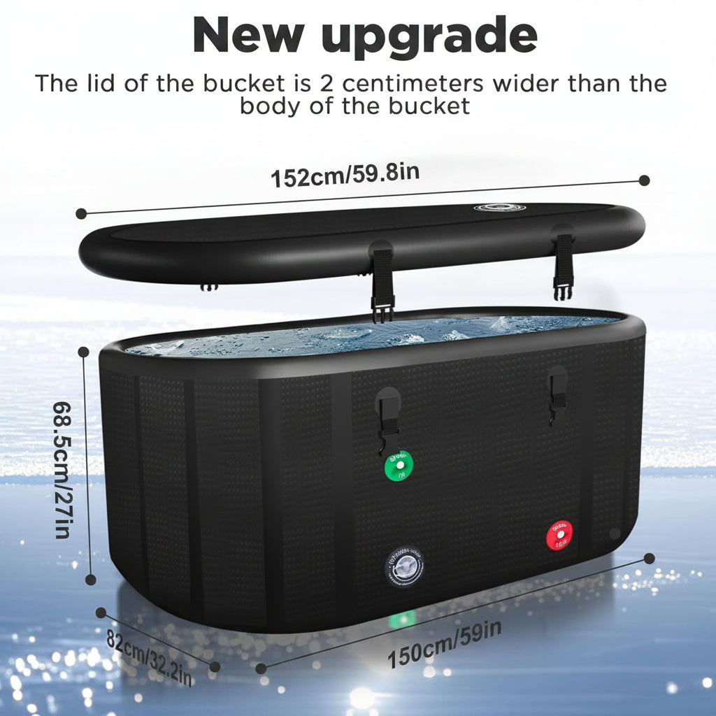 XXL Cold Plunge Tub, Compatible with Water Chillers, 195 Gallon Inflatable Cold Plunge with Insulated Lid, Portable Ice Plunge Bathtub for Adults