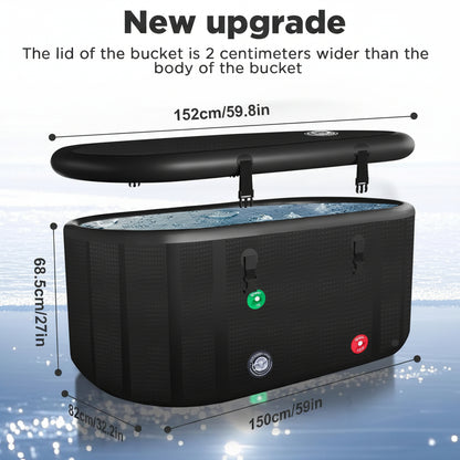 XXL Cold Plunge Tub, Compatible with Water Chillers, 195 Gallon Inflatable Cold Plunge with Insulated Lid, Portable Ice Plunge Bathtub for Adults