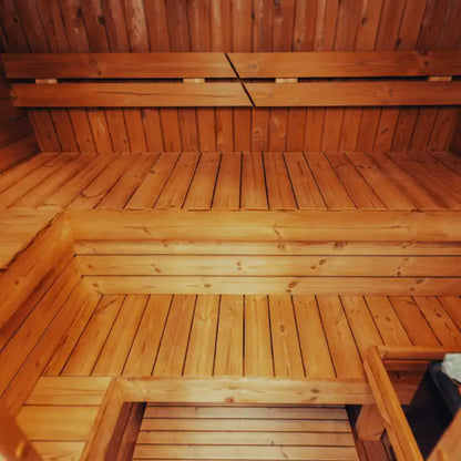 Premium 4-Person Outdoor Scandinavian ThermoWood® Cube Sauna Kit With LED Lighting