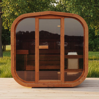 Premium 4-Person Outdoor Scandinavian ThermoWood® Cube Sauna Kit With LED Lighting
