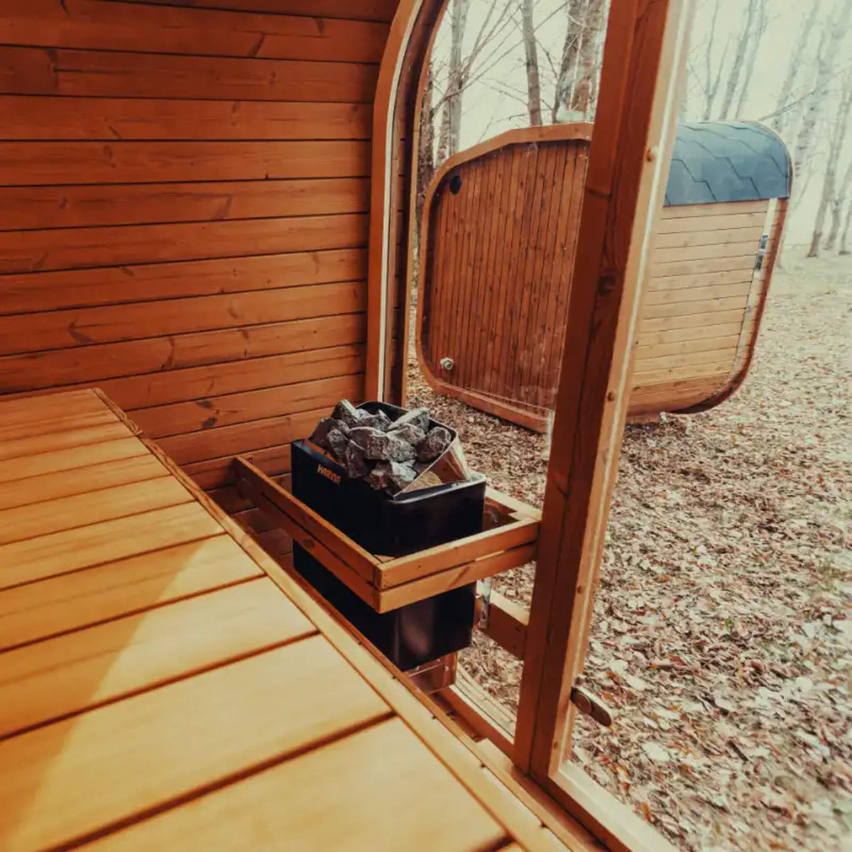 Premium 4-Person Outdoor Scandinavian ThermoWood® Cube Sauna Kit With LED Lighting