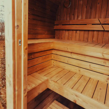 Premium 4-Person Outdoor Scandinavian ThermoWood® Cube Sauna Kit With LED Lighting