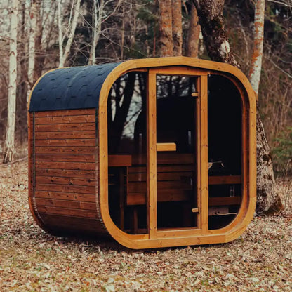 Premium 4-Person Outdoor Scandinavian ThermoWood® Cube Sauna Kit With LED Lighting